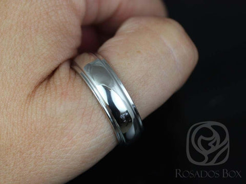 Robert 7mm Cobalt Raised Edge Half Round High Finish Band - Rosados Box