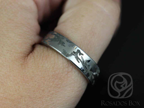 Knox 6mm Tungsten Straight Pipe Laser Etched Army Camouflage Duo Band - Rosados Box