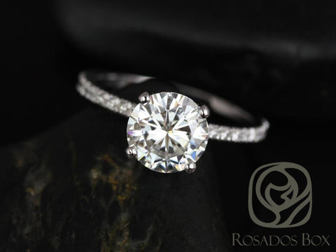 2ct Sofia 8mm 14kt Moissanite Diamond Hidden Halo Round Engagement Ring,Secret Halo Ring,Round Wedding Ring,Unique Solitaire Ring