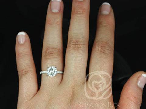 2ct Sofia 8mm 14kt Moissanite Diamond Hidden Halo Round Engagement Ring,Secret Halo Ring,Round Wedding Ring,Unique Solitaire Ring