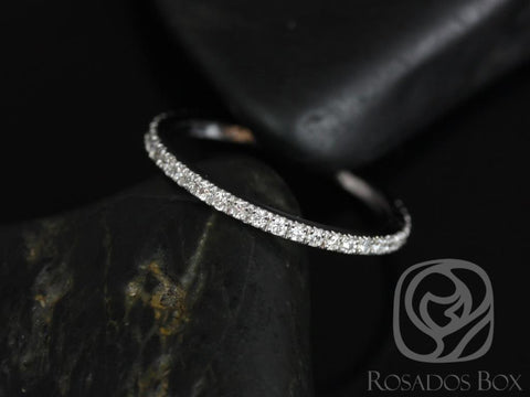 14kt White Gold Matching Band to Sofia 8mm Pave Diamonds ALMOST Eternity Ring - Rosados Box