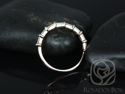 Ready to Ship Baguettella (size 3.25) 14kt WHITE Gold Dainty Thin East West Baguette Diamond HALFWAY Eternity Ring Ring - Rosados Box