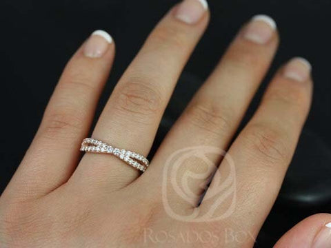 Lima 14kt Criss Cross Diamond HALFWAY Ring,Diamond Infinity Band,Unique Diamond Ring,Crossover Ring,Anniversary Gift,Diamond Wedding Ring