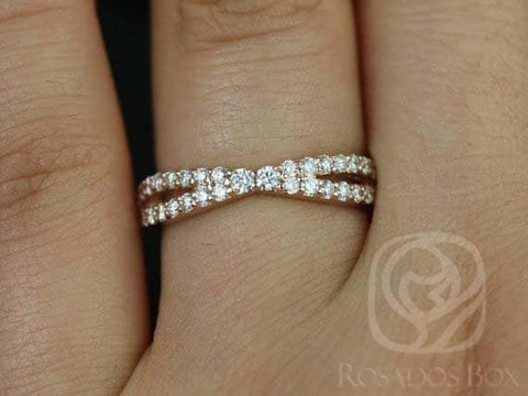 Lima 14kt Criss Cross Diamond HALFWAY Ring,Diamond Infinity Band,Unique Diamond Ring,Crossover Ring,Anniversary Gift,Diamond Wedding Ring