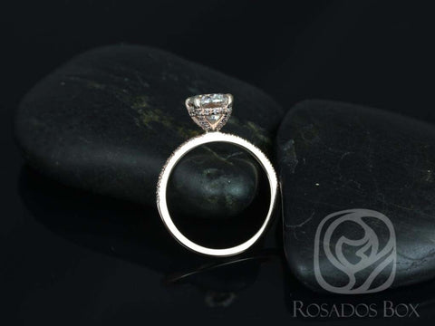 2ct Hillary 9x7mm 14kt Rose Gold Moissanite Diamond Pave Basket Oval Engagement Ring,Oval Solitaire Ring - Rosados Box