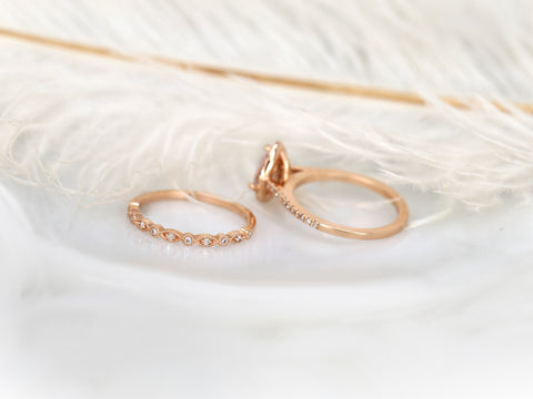 1.13ct Tabitha & Gwen 14kt Rose Gold Peach Champagne Sapphire Diamonds Pear Halo Bridal Set