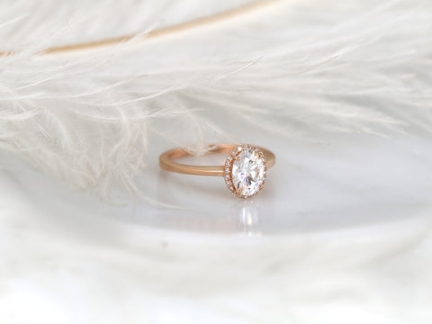 1.50ct Celeste 8x6mm 14kt Moissanite Diamonds Pave Oval Halo Ring