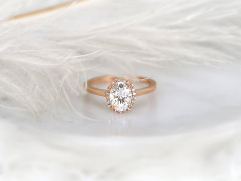 1.50ct Celeste 8x6mm 14kt Moissanite Diamonds Pave Oval Halo Ring