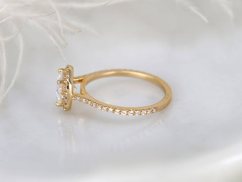 1.50ct Kimberly 7.5mm 14kt Gold Moissanite Diamond Round Halo Ring