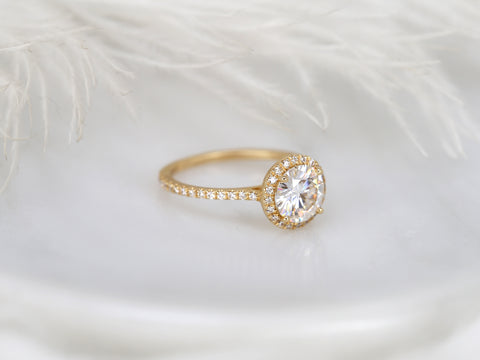 1.50ct Kimberly 7.5mm 14kt Moissanite Diamond Round Halo Ring