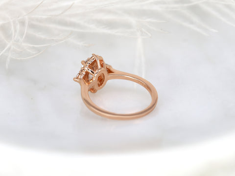 1.50ct Nola 8x6mm 14kt Moissanite Diamond Three Stone Oval Halo Ring