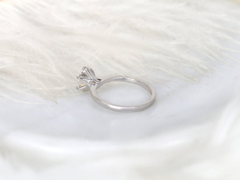 1.50ct Skinny Wendy 7.5mm 14kt Moissanite 6 Prong Round Solitaire Ring - Rosados Box