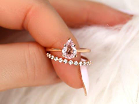 1.56ct Skinny Jane & Petite Naomi Icy Blush Champagne Sapphire Diamonds Pear Solitaire Unique Bridal Set