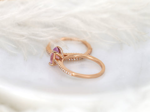 1.65ct Blake 14kt Rose Gold Frosty Blush Champagne Sapphire Diamond Oval Bridal Set