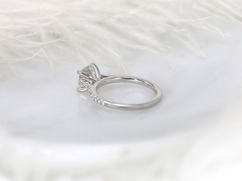 2ct Jenelle 7.5mm 14kt Forever One Moissanite Diamond Cushion Solitaire with Accents Ring - Rosados Box