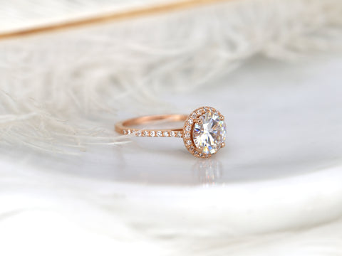 2ct Kubian 8mm 14kt Moissanite Diamond Round Halo Ring - Rosados Box