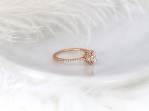 0.50ct  Bridgette 6x4mm 14kt Moissanite Diamond Unique Oval Halo Ring - Rosados Box