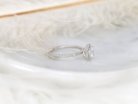 1ct Callie 6.5mm 14kt Moissanite Diamond Pave Round Halo Ring - Rosados Box