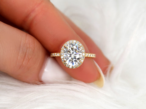 3ct Chantelle 10x8mm 14kt Gold Moissanite Diamond Pave Oval Halo Ring
