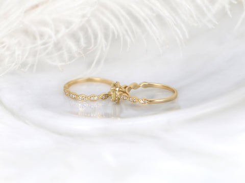 1.05cts Ready to Ship Christie 14kt Yellow Gold Lemon Sapphire Diamonds Art Deco Halo Bridal Set