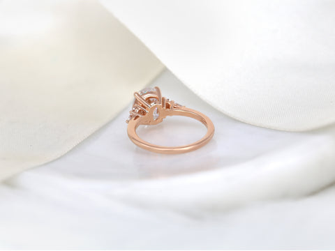 3ct Ready to Ship Cinderella 10x8mm 14kt Rose Gold Forever One Moissanite Diamond Cluster Ring