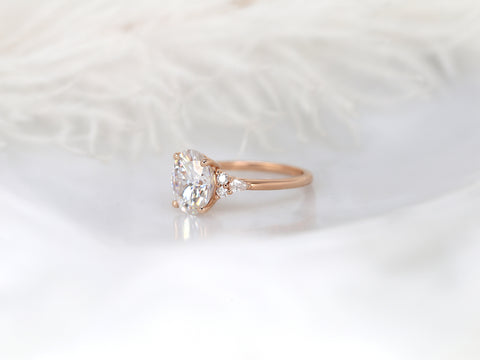 3ct Ready to Ship Cinderella 10x8mm 14kt Rose Gold Forever One Moissanite Diamond Cluster Ring