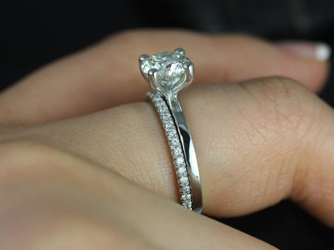 1.25ct Ella 7mm & Cara 14kt White Gold Moissanite Diamonds Round Solitaire Bridal Set