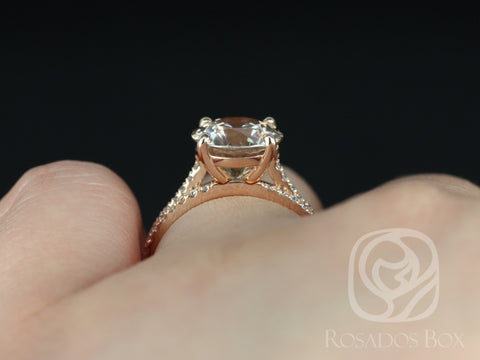 3.93ct Ready to Ship Eloise 14kt Rose Gold Champagne Cognac Zircon Diamonds Dainty Round Solitaire Accent Bridal Set