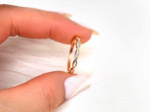 Ember 14kt Solid Gold Diamond Twist DNA Infinity HALFWAY Eternity Ring