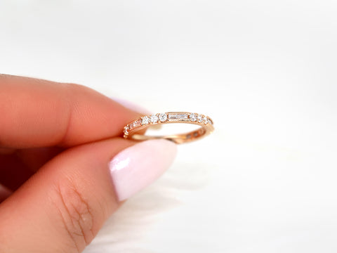 Ready to Ship Gabriella 14kt Gold WITH Milgrain Diamond ALMOST Eternity Ring