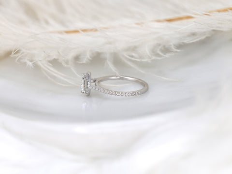 1ct Kimberly 6.5mm Platinum FB Moissanite Diamond Pave Halo Ring - Rosados Box