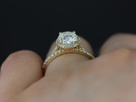 1.50cts Rebecca 8x6mm 14kt Gold Moissanite Diamond Classic Oval Halo Bridal Set