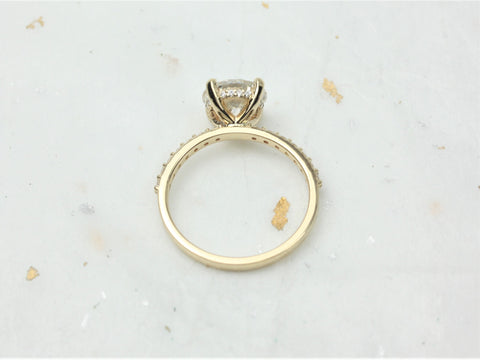 2ct Ready To Ship Sabrina 8mm 14kt Gold Moissanite Diamond Hidden Halo Round Solitaire Ring