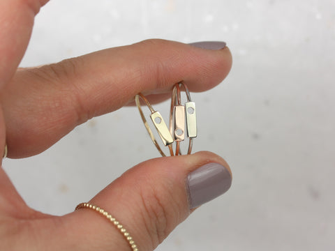 Domino 14kt Solid Gold Dainty Ring