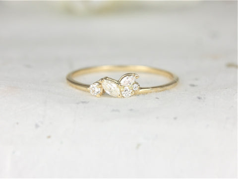 Skye 14kt Gold Diamond Art Deco Cluster Stacking Ring