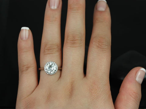 2.25ct Shannon 8.5mm 14kt Gold Moissanite Diamond Round Halo Ring