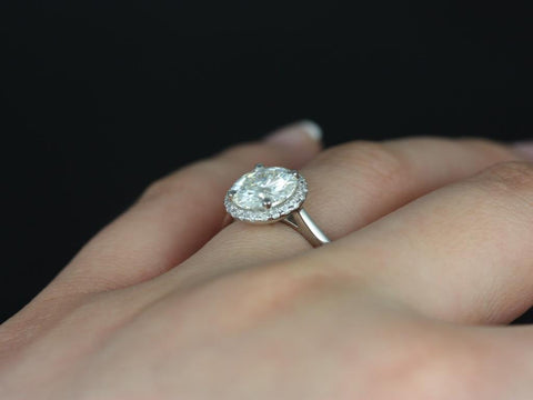 2.25ct Shannon 8.5mm 14kt Gold Moissanite Diamond Round Halo Ring
