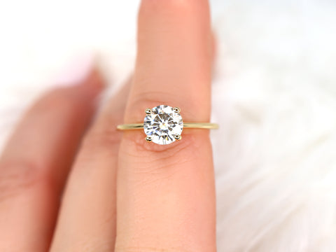 1.50ct Ready to Ship Skinny Alberta 7.5mm 14kt Gold Moissanite Round Solitaire Ring