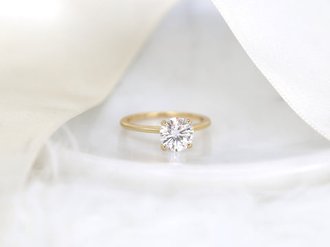 1.50ct Ready to Ship Skinny Alberta 7.5mm 14kt Gold Forever One Moissanite Solitaire Ring