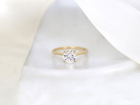 1.50ct Skinny Alberta 7.5mm 14kt Gold Moissanite Dainty Round Solitaire Ring
