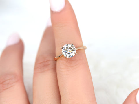 2ct Skinny Flora 8mm 14kt Moissanite Cinched Round Solitaire Ring