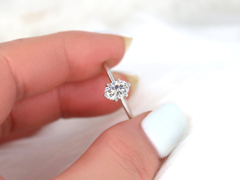 1ct Skinny Rhea 7x5mm 14kt Gold Moissanite 6 Prong Oval Solitaire Ring