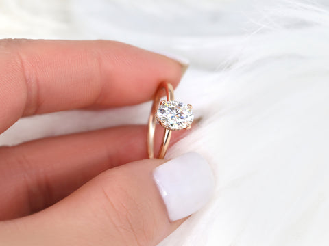 1.50ct Ready To Ship Viola 8x6mm 14kt Rose Gold Moissanite Diamond Oval Hidden Halo Ring