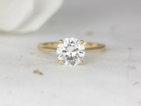 2ct Skinny Flora 2.0 8mm 14kt Gold Moissanite Cathedral Round Solitaire Ring