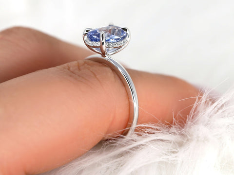 2.49ct Waverly 14kt Cornflower Sapphire Diamond Unique Hidden Halo Ring