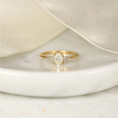 0.50ct Ready to Ship Maddy 14kt Gold Diamond Art Deco Oval Cluster Ring