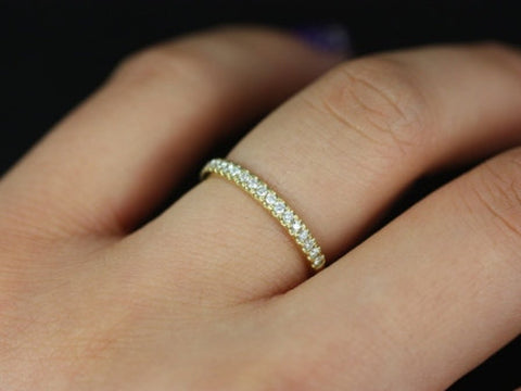 Kierra 14kt Gold French Pave Diamond HALFWAY Eternity Ring