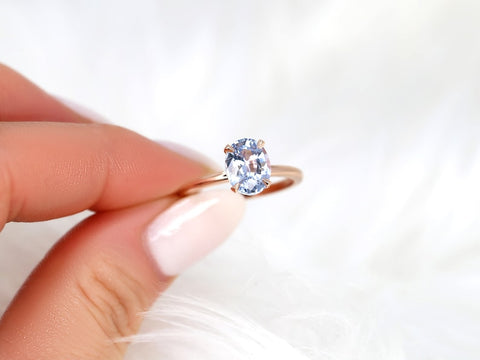 2.37ct Ready to Ship Dakota 14kt Rose Gold Lavender Cornflower Sapphire Oval Solitaire Ring