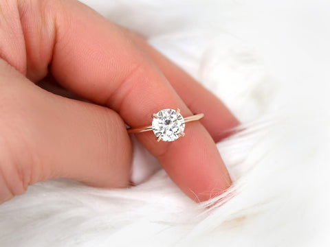 2ct Freesia 8mm 14kt Rose Gold Moissanite Minimalist Round Solitaire Ring