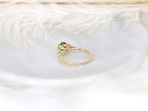1.79ct Ready to Ship Anastasia 14kt Gold Green Tea Teal Sapphire Diamond Round Cluster Ring